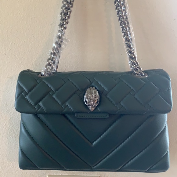 KURT GEIGER LONDON KENSINGTON LEATHER LEATHER SHOULDER BAG IN TEAL - Picture 9 of 14